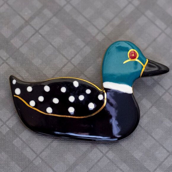 Vintage Ceramic Adorable Duck Stylish Brooch, B42 - Picture 1 of 2
